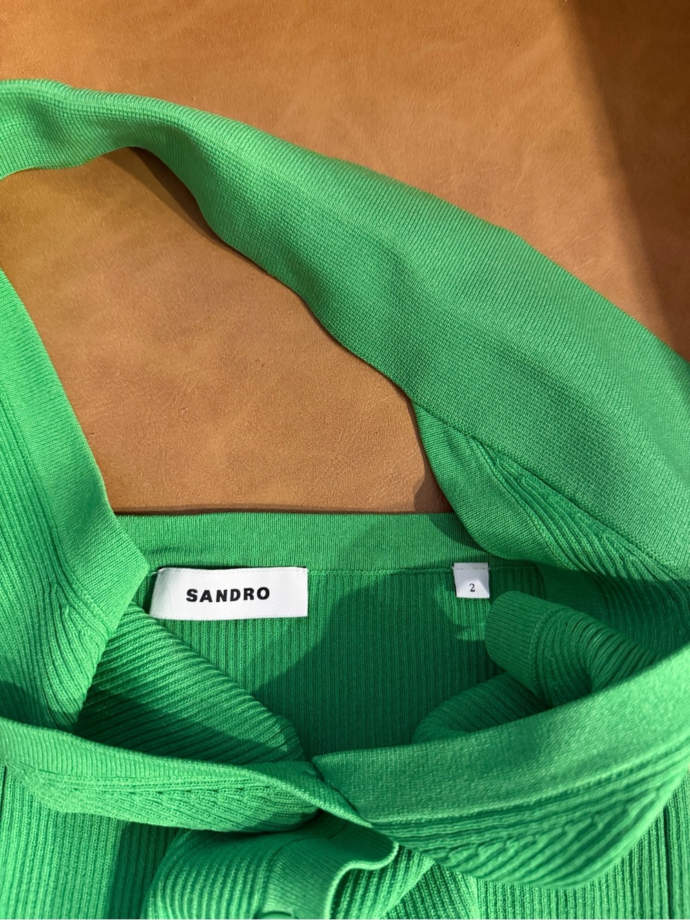 Green Ribbed Halter Tank Top with Buttons - Picture 3 of 4